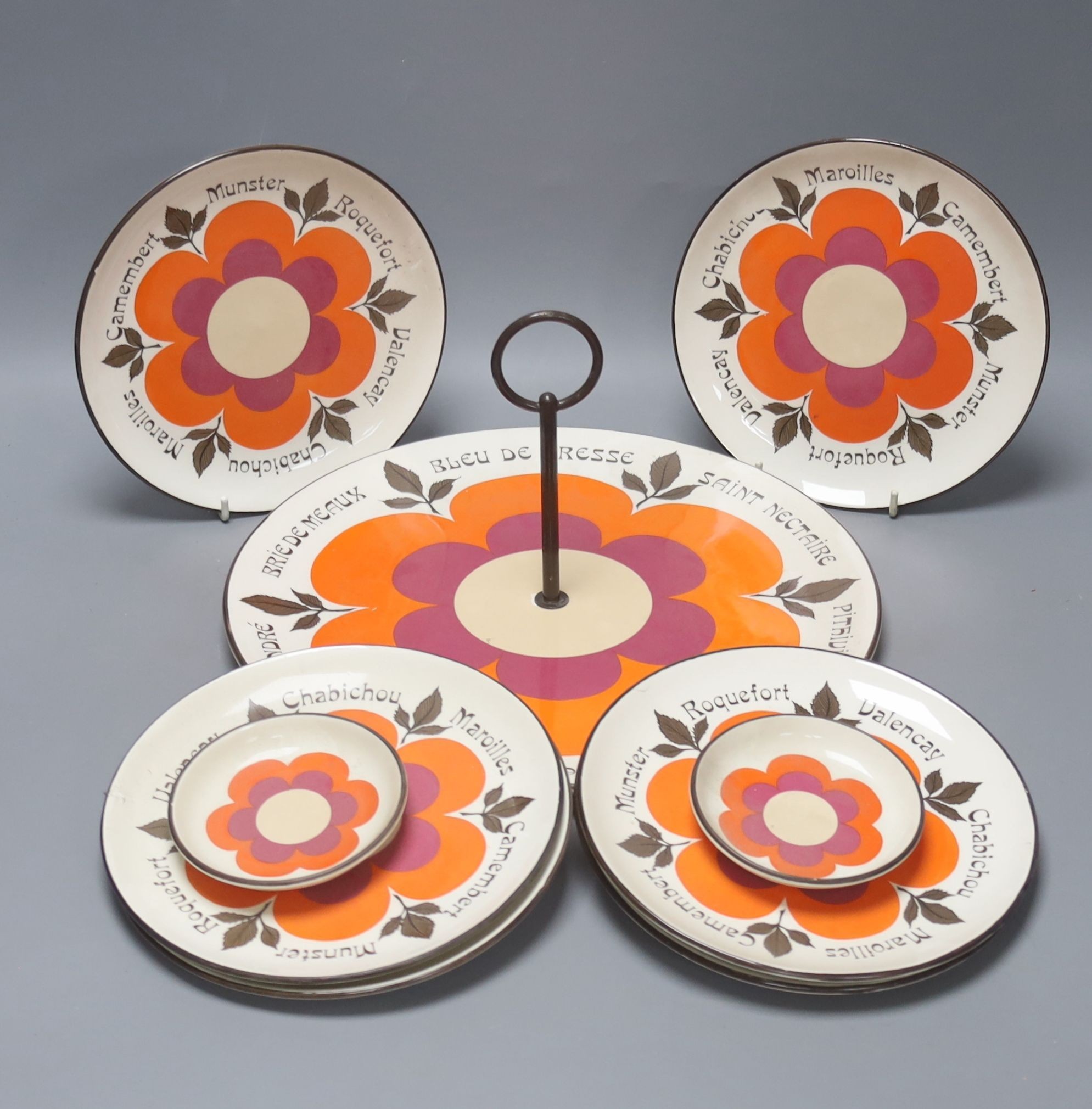 A 1960s Gien Harmonie earthenware cheese service